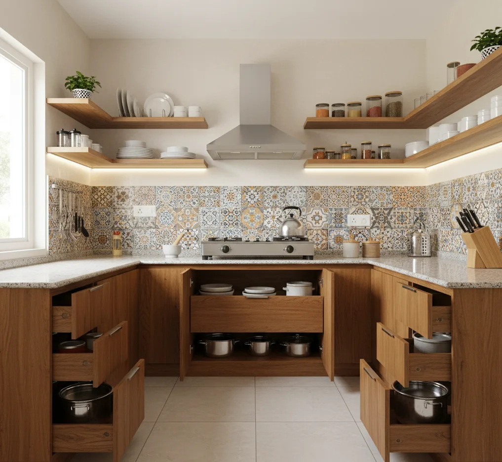 Small kitchen ideas with Open Shelves