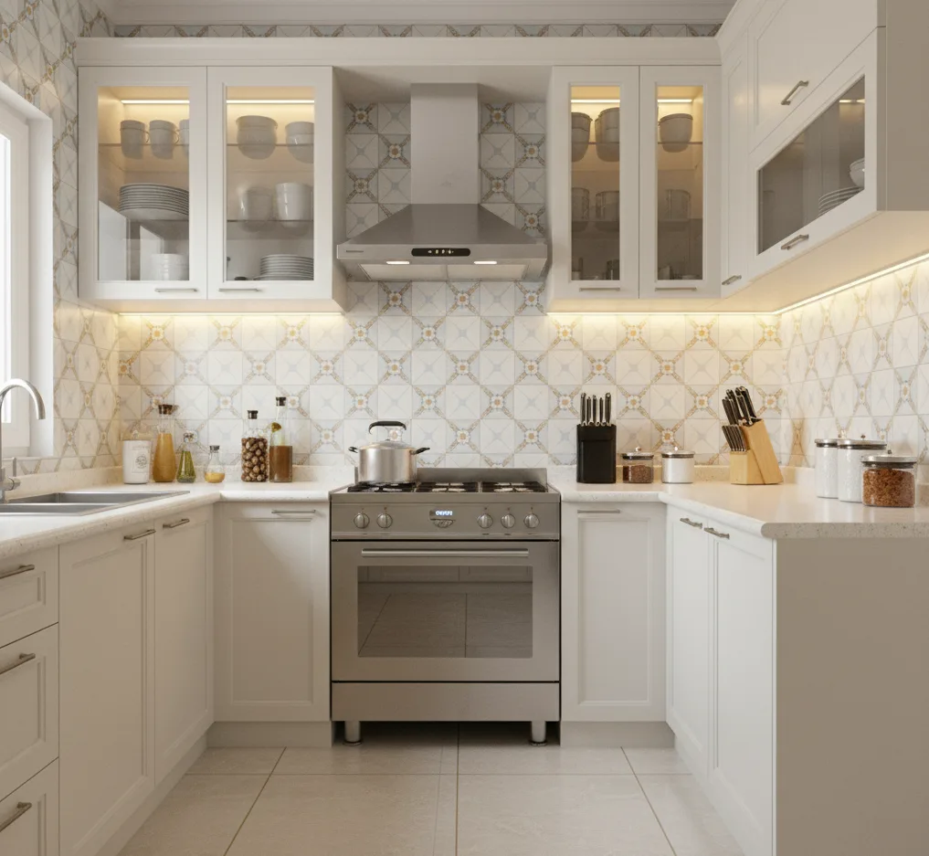 Small kitchen ideas with Glass-Front Cabinets