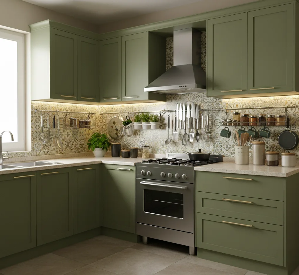 Small kitchen ideas with Wall Hooks and Rails